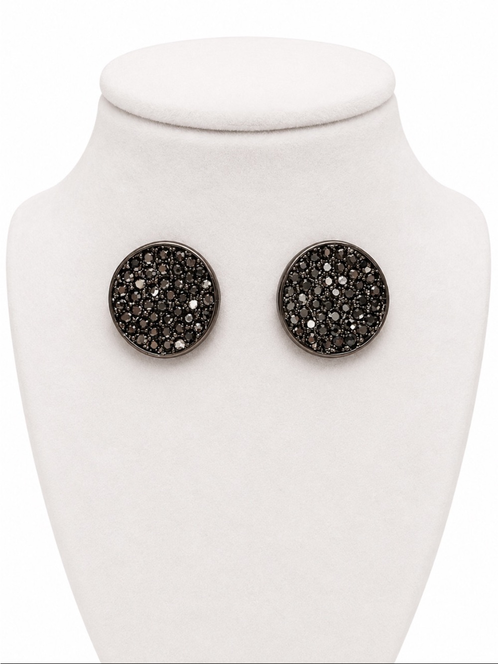Boutique Collection Black Rhinestone Pavé Round Statement Stud Earrings
